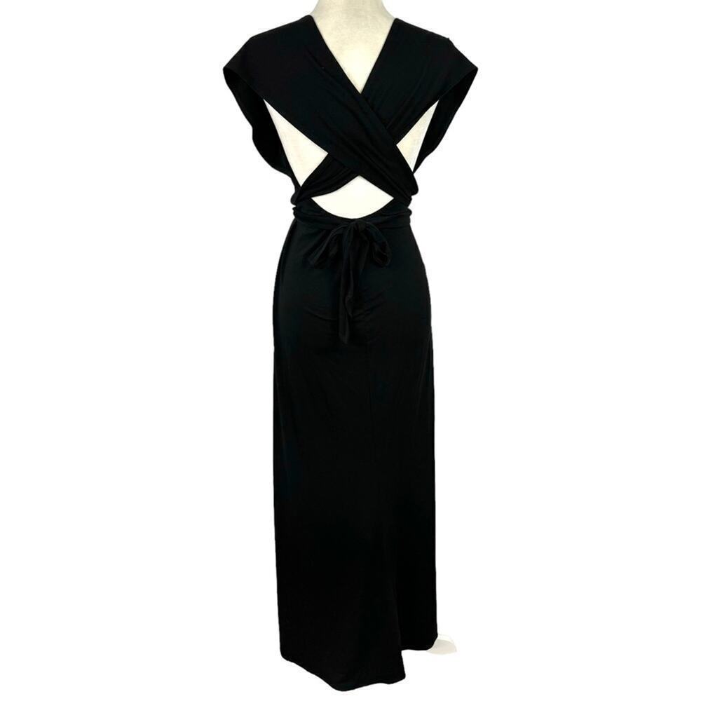 Reformation Black Convertible Wrap Multiway Halter Strap Plunge Maxi Dress XS - Picture 8 of 16